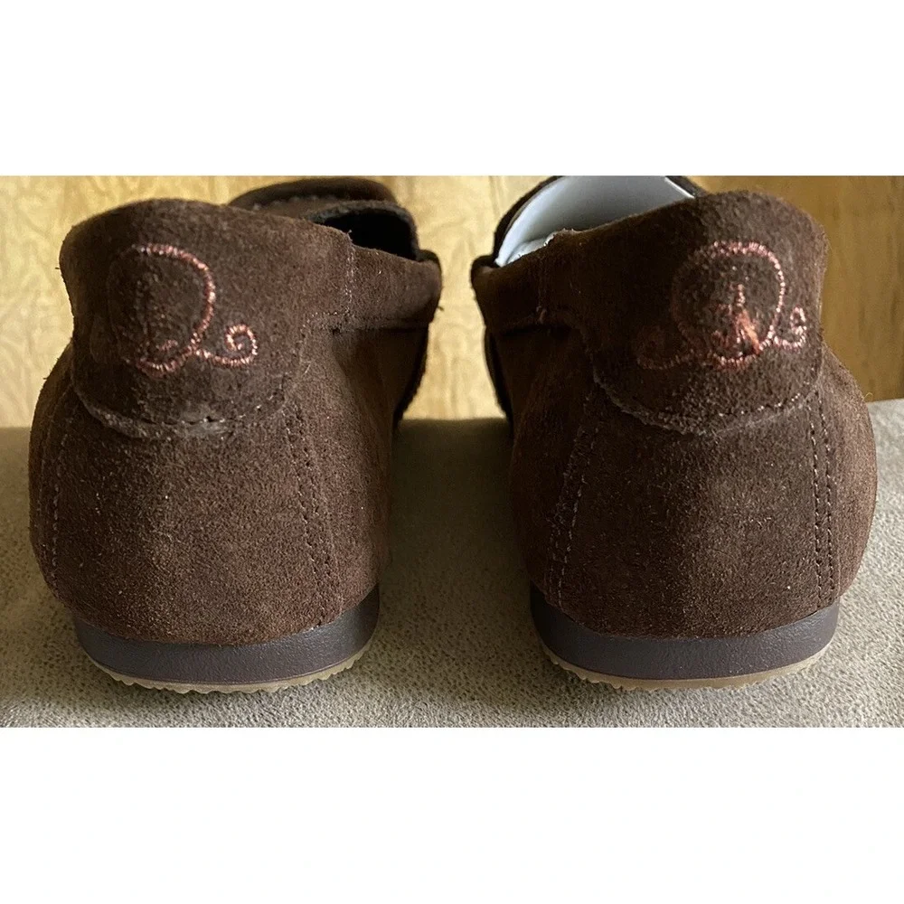 Predictions Loafers Slip On Shoes Suede Leather Beaded Brown Womens Size 6 NWT